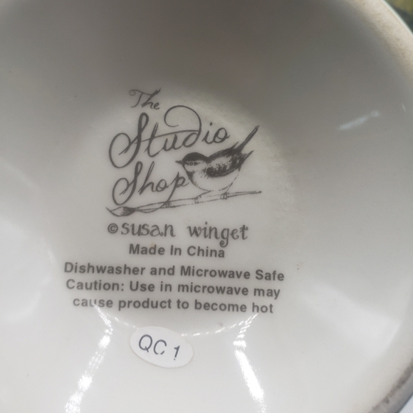 Four Studio Shop Mugs Susan Winget 3 Blue And One Green Butterflies And Flowers - Picture 3 of 7